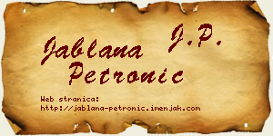 Jablana Petronić vizit kartica